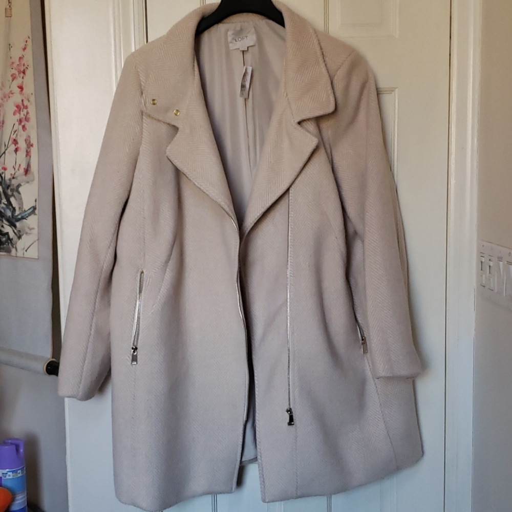 Ann Taylor LOFT Herringbone Moto Coat